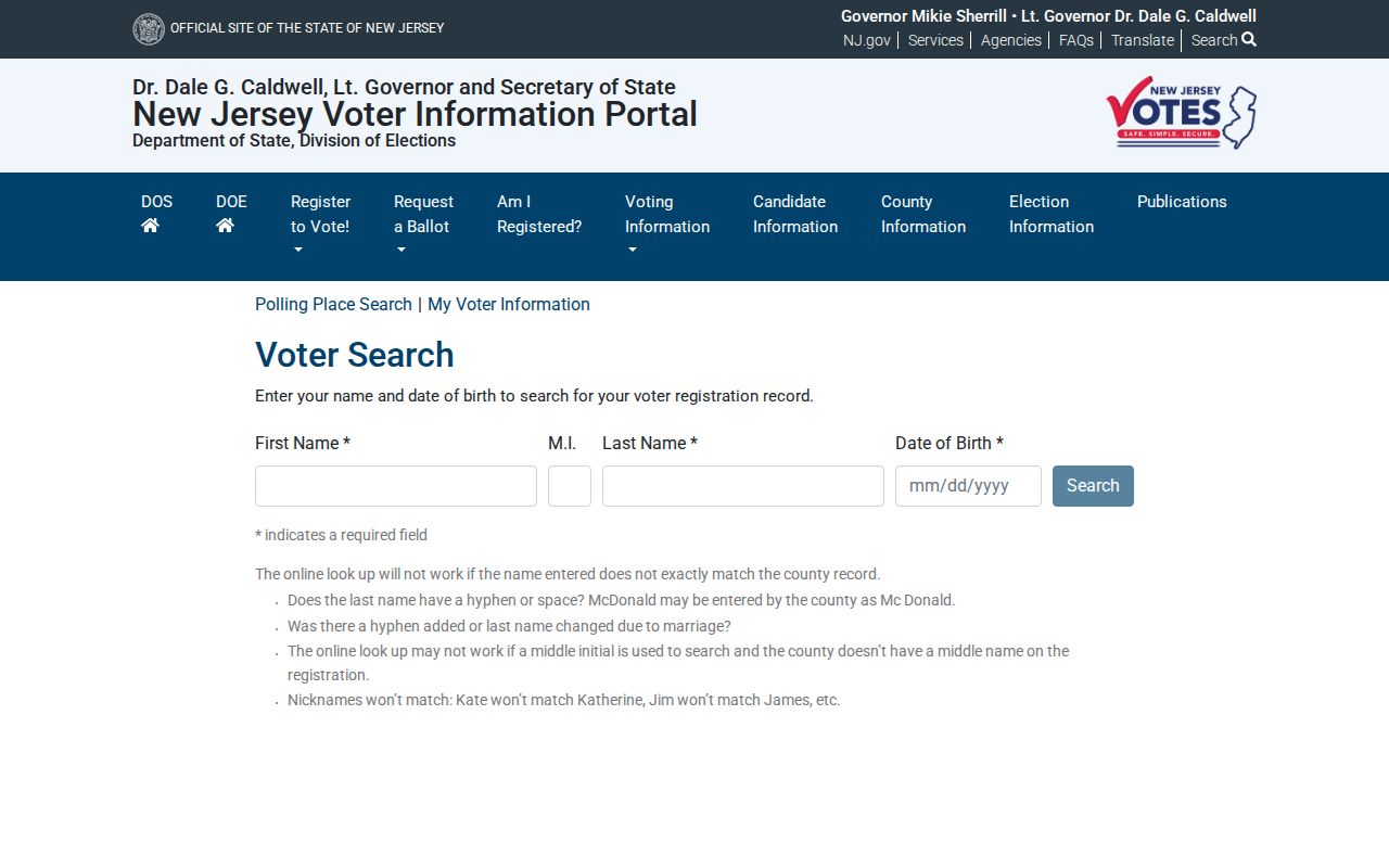 South Plainfield residents directory New Jersey voter registration search