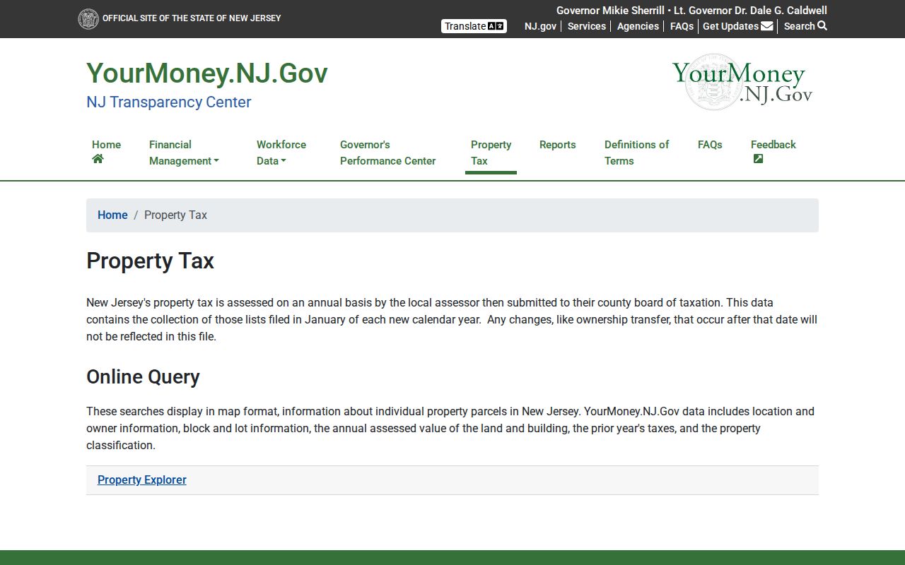 South Plainfield residents directory property search on New Jersey transparency portal