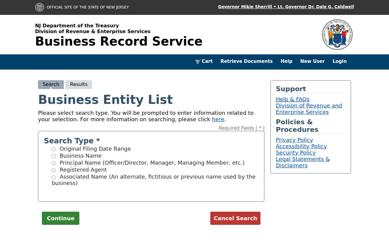 South Plainfield resident lookup through the New Jersey business entity-list search