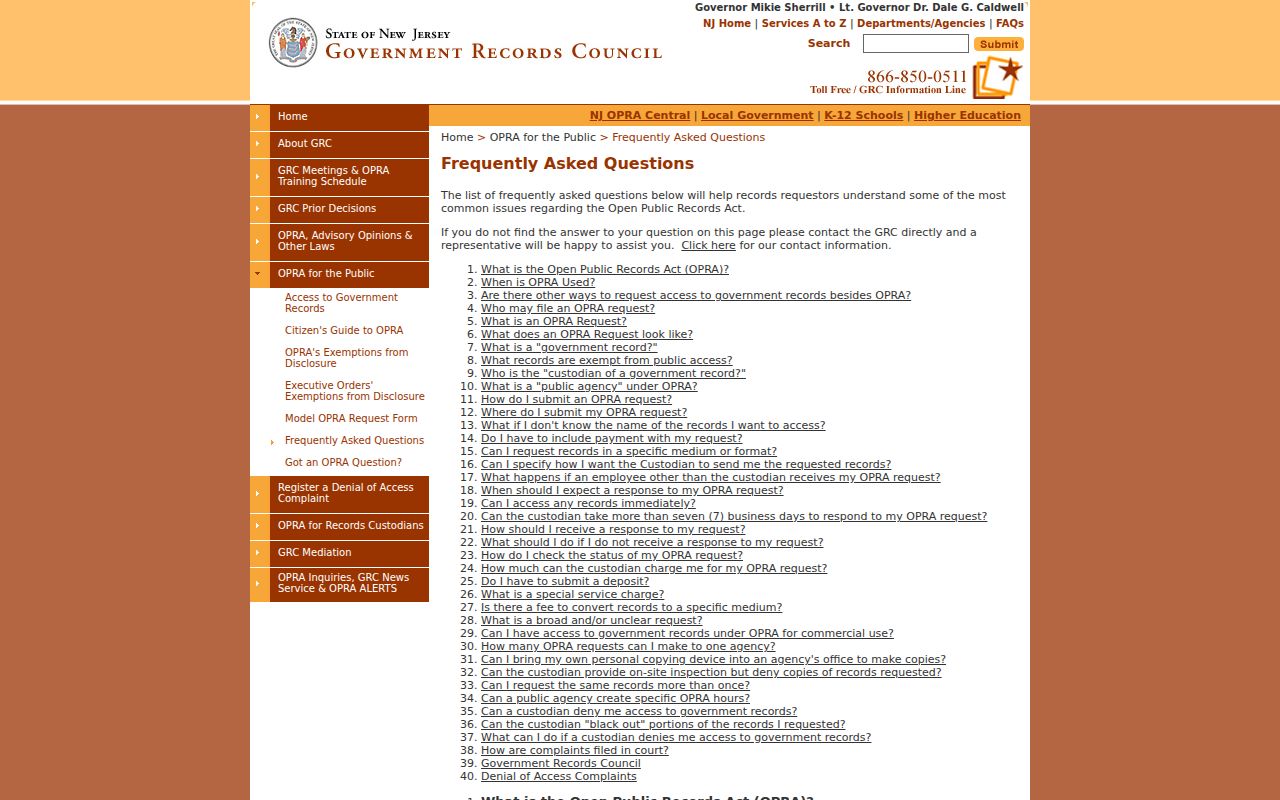 South Plainfield residents directory New Jersey OPRA request guidance