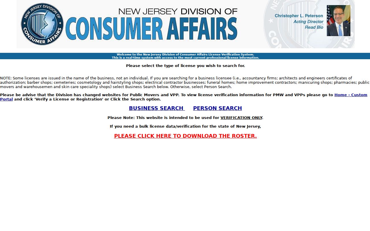 South Plainfield resident lookup with New Jersey professional license verification