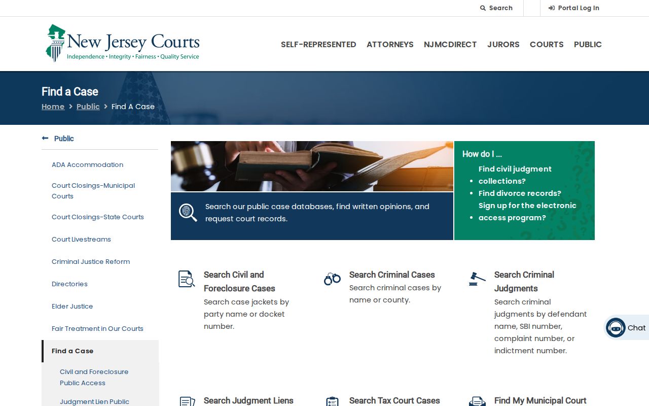 South Plainfield residents directory New Jersey Courts case search